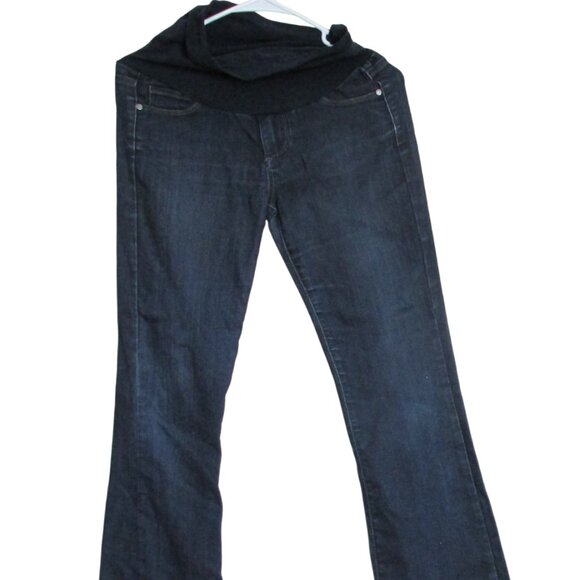 A Pea in the Pod Paige Maternity Pull On Jeans Womens Size 28 Blue Denim Bootcut - Picture 1 of 6